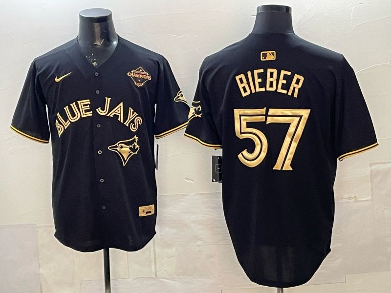 Men Toronto Blue Jays #57 Bieber Black Gold 5th Throwback 2026 Nike MLB Jersey style 01->toronto blue jays->MLB Jersey